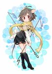  animal_ears bad_id bad_pixiv_id boots capelet crossed_legs dowsing_rod grey_hair jewelry jigatei_(omijin) knee_boots kneehighs leaning_forward mouse_ears mouse_tail nazrin pendant red_eyes scarf short_hair skirt solo standing tail touhou yellow_scarf 