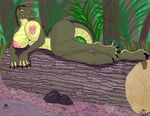  big_breasts breasts claws crocodile female forest grass huge_breasts leaves log nipples reptile rocks scales scalie solo ticklishways toes tree water webbing wood yellow_eyes zp92 