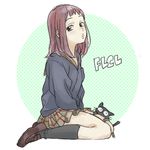  bad_id bad_pixiv_id black_cat black_legwear brown_eyes brown_hair cat flcl jacket lowres plaid plaid_skirt samejima_mamimi school_uniform seiza sitting skirt solo takkun_(flcl) yodaredato 