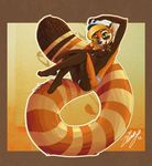  anthro breasts female hat long_tail mammal nipples panties red_panda ringed_tail solo topless underwear zhivagod 