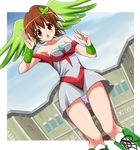  :o asaka_hinata bare_shoulders boots brown_eyes brown_hair butterfly_hair_ornament chisato_(missing_park) dress dutch_angle fusion gem giantess hair_ornament head_wings jewelpet_(series) jewelpet_sunshine jewelry knee_boots panties pantyshot peridot_(jewelpet) ponytail solo sparkle underwear 
