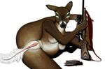  alsem anus breasts cervine deer female flexible gun hooves knife mammal nude pussy ranged_weapon rifle solo spread_legs spreading weapon 