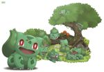  alternate_color bulbasaur ditb flower grass mushroom no_humans pokemon red_eyes shiny_pokemon tree vine vines 