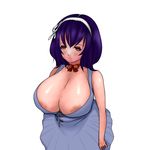  1girl areola_slip areolae artist_request blue_eyes breasts euclidgeometrical female huge_breasts red_eyes sad seikon_no_qwaser solo yamanobe_tomo 