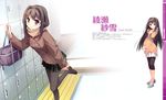  absurdres adjusting_clothes adjusting_shoe ayase_sayuki bag black_hair black_legwear blue_eyes casual coat hair_intakes highres kantoku leggings locker no_socks pantyhose plaid plaid_skirt scarf school_bag school_uniform shoe_locker shoes skirt solo your_diary 