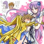  armor blue_eyes breasts brown_eyes brown_hair choker crossover cure_moonlight glasses heartcatch_precure! kido_saori kidou_saori open_mouth pegasus_seiya precure purple_hair saint_seiya tsukikage_yuri 