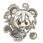  animal_ears aoblue basket blush character_name chibi looking_at_viewer mouse_ears mouse_tail nazrin open_mouth simple_background solo tail touhou white_background 