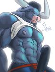  abs anthro beard bgn biceps big_muscles big_penis black_hair black_penis blue_fur bovine cattle clothing erection facial_hair facial_piercing friendship_is_magic fur hair huge_penis iron_will_(mlp) jockstrap male mammal minotaur muscles my_little_pony nipples no_pupils nose_piercing pecs penis piercing plain_background shirt shirt_lift tank_top uncut underwear white_background 