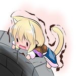 1girl animal_ears cat_ears cat_tail chibi hoshizuki_(seigetsu) mizuhashi_parsee open_mouth puru-see solid_oval_eyes solo tail touhou trembling well |_| 