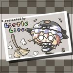  aoblue blonde_hair broom chibi hat kirisame_marisa leaf leaf_on_head o_o solo touhou witch_hat 