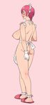  ass blush breasts curvy erect_nipples huge_breasts kuruta maid maid_apron naked_apron pink_eyes pink_hair short_hair sideboob 