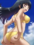  arashiyama_sayoko ass awa black_hair long_hair natsu_no_arashi! pink_eyes sky swimsuit 