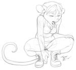  bottle clothed clothing ear_piercing eyes_closed female insertion mammal marsupial masturbation monochrome opossum os penetration piercing plain_background pussy sketch skimpy solo tongue tongue_out white_background 