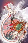  amaterasu animal animal_ears okami ookami_(game) orange_eyes paintbrush reveriedream white_hair wolf wolf_ears 