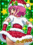  awa blush brown_eyes character_request christmas hat hime_chen!_otogi_chikku_aidoru_rirupuri hime_chen!_otogi_chikku_idol_lilpri lilpri open_mouth pink_hair santa_hat yukimori_ringo 