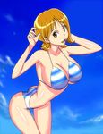  bikini breasts cloud ichijiku large_breasts nami nami_(one_piece) one_piece short_hair sky swimsuit 