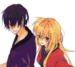  1boy 1girl black_eyes black_hair blonde_hair breasts eyepatch gintama kijima_matako red_eyes takasugi_shinsuke 