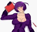  1girl breasts elite_four large_breasts pokemon purple_eyes purple_hair shikimi_(pokemon) uya_(yurukah) 