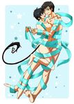  1boy 1girl ao_no_exorcist barefoot black_hair breasts genderswap glasses naked nude okumura_rin okumura_yukio pointy_ears tail 