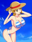  bikini breasts cloud hat ichijiku large_breasts nami nami_(one_piece) one_piece short_hair sky swimsuit 