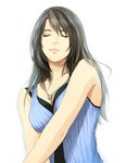  bad_id bad_pixiv_id black_hair closed_eyes collarbone final_fantasy final_fantasy_viii highlights himasen jewelry long_hair multicolored_hair necklace rinoa_heartilly simple_background sleeveless_duster solo v_arms white_background 