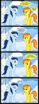  cloud cloudsdale comic cutie_mark dialog dialogue english_text equine female feral friendship_is_magic green_eyes hair horse humor joke male mammal my_little_pony orange_eyes pegasus pony soarin_(mlp) spitfire_(mlp) text two_tone_hair veggie55 wings wonderbolts_(mlp) 