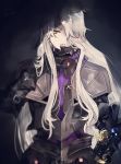  1boy armor fate/requiem fate_(series) galahad_(fate) galahad_alter hair_over_one_eye long_hair male_focus mira_(34mipipi) parted_lips solo upper_body white_hair yellow_eyes 