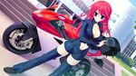  cleavage game_cg motorcycle red_hair strawberry_feels yoshiwo 