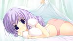  :3 bed game_cg panties purple_hair strawberry_feels underwear yoshiwo 