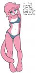  blue_eyes dialog dialogue english english_text feline female fur hair looking_at_viewer mammal midriff open_mouth pink_fur pink_hair solo text underwear unknown_artist vg_cats 