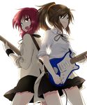  alternate_costume angel_beats! brown_eyes brown_hair dress_shirt guitar hisako_(angel_beats!) instrument iwasawa long_hair m_0506 multiple_girls ponytail red_eyes red_hair shirt short_hair sleeves_rolled_up 