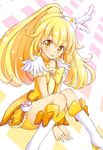  bike_shorts blonde_hair boots bow bowtie brooch choker cure_peace double_v earrings eyelashes hair_flaps hair_ornament hairpin jewelry kise_yayoi long_hair magical_girl precure shorts shorts_under_skirt skirt smile_precure! solo tokunou_shoutarou tongue v v_arms yellow yellow_bow yellow_choker yellow_eyes yellow_neckwear yellow_shorts yellow_skirt 