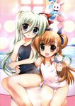  :d :x absurdres aiming_at_viewer blonde_hair blue_eyes blush bunny child einhart_stratos fujima_takuya green_eyes green_hair heterochromia highres innertube lyrical_nanoha mahou_shoujo_lyrical_nanoha_vivid multiple_girls one-piece_swimsuit open_mouth pool purple_eyes red_eyes sacred_heart scan school_swimsuit smile stuffed_animal stuffed_toy swimsuit thigh_gap vivio water water_gun wet white_school_swimsuit white_swimsuit 