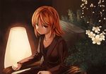  akatsuki_miho akemiho_tabi_nikki bad_id bad_pixiv_id brown_eyes chair flower kouno_hikaru lamp orange_hair short_hair sitting solo 