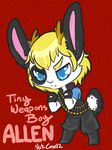  allen_myriad blonde_hair blue_eyes blue_team bullets chibi cute ears fists girly hair itragedy jackalope lagomorph lapine male mammal nut-case rabbit redpandacase simple_background team_fortress_2 tiny_weapons_boy vest 