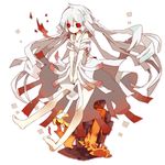  bad_id bad_pixiv_id bare_shoulders black_sclera dress ghast long_hair minecraft molten_rock personification red_eyes rooseputo_02 solo very_long_hair white_hair 