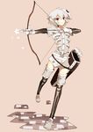  arrow bad_id bad_pixiv_id boots bow_(weapon) drawing_bow holding holding_arrow holding_bow_(weapon) holding_weapon left-handed male_focus mask minecraft personification quiver red_eyes rooseputo_02 shorts skeleton_(minecraft) solo thigh_boots thighhighs weapon white_hair 