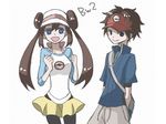  1girl blue_eyes breasts brown_hair female_protagonist_(pokemon_bw2) kyouhei_(pokemon) male_protagonist_(pokemon_bw2) mei_(pokemon) pantyhose pokemon pokemon_(game) pokemon_bw2 skirt visor 