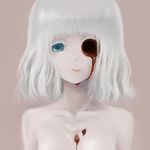  bad_id bad_pixiv_id blood blue_eyes collarbone copyright_request eyelashes guro lowres nagumo_kuu one-eyed short_hair solo white_hair 