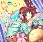  :3 :o aqua_eyes bed black_hair blue_eyes blush book brown_hair crescent cup doughnut dress drinking_straw fingers_together food fork globe hands_clasped headphones kazuharu_kina lamp looking_at_viewer lying md5_mismatch nail_polish no_shoes on_bed on_stomach open_mouth original own_hands_together radio shelf short_hair socks solo star stuffed_animal stuffed_bunny stuffed_toy sweets tea_set teacup teapot teddy_bear 