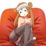 1girl bare_shoulders breasts brown_eyes brown_hair female_protagonist_(pokemon_bw2) panties pantyhose pokemon pokemon_bw2 