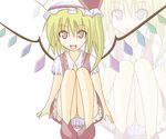  bad_anatomy bad_id bad_pixiv_id blonde_hair fangs flandre_scarlet hat panties ribbon solo touhou underwear wings 