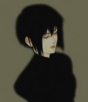  artist_request black_hair blurry closed_eyes ghost_in_the_shell kusanagi_motoko lips lowres short_hair simple_background solo upper_body 