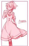  aoi_nagisa boots maki_chitose monochrome pink ponytail school_uniform smile solo strawberry_panic! 