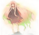  bad_id bad_pixiv_id barefoot copyright_request long_hair oversized_clothes pink_hair red_eyes solo tetsuo 