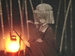  bad_id bad_pixiv_id bamboo bamboo_forest forest hair_over_one_eye hat lantern nature paper_lantern saigyouji_yuyuko solo touhou wagga 