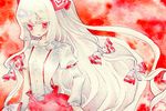  colored_eyelashes eyelashes fujiwara_no_mokou hair_ribbon miri_(tobira_no_mukou) no_nose red_eyes ribbon solo touhou traditional_media watercolor_(medium) 