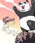  animal bikini cliff falling original panda sunset swimsuit twintails yuuki_(eccentric_dragon_noise) 