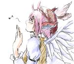  bad_hands bad_id bad_pixiv_id eighth_note hat lowres music musical_note mystia_lorelei simple_background singing solo touhou white_background wings yae_(mono110) 