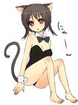  animal_ears bad_id bad_pixiv_id barefoot bow bowtie brown_hair cat_ears cat_tail copyright_request feet orange_coffee red_eyes short_hair sitting solo tail wrist_cuffs 